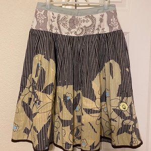 Cabi Treasure Drop Waist 100% Cotton Floral Striped Skirt - 6 Style # 917